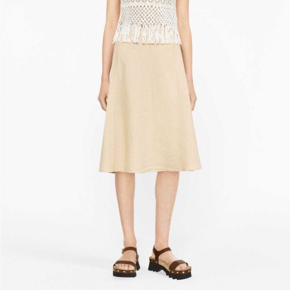 Ralph Lauren Collection Lined Silk Midi Skirt in Neutral, Size 24